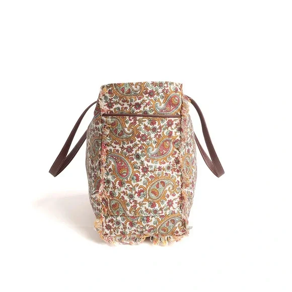 🚨LAST ONE🚨 Paisley Point Multicolor Canvas & Leather Weekender Fringe Trim - Picture 5 of 6